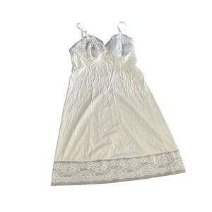 Vintage Vanity Fair White‎ Sheer Floral Lingerie Slip Dress Women's Size 36
